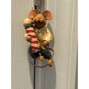 Kurt Adler Mouse Christmas Ornament Holding Barber Pole Hole In The Wall Gang